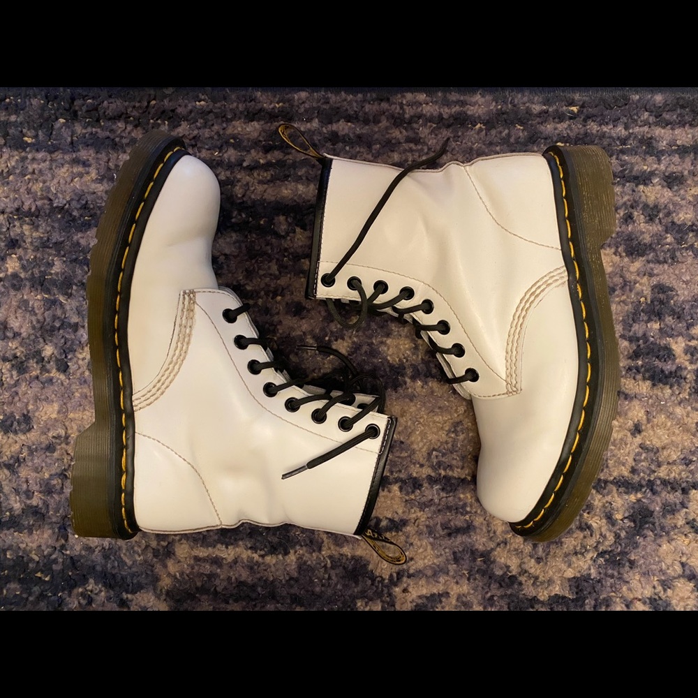 White 1460 smooth leather lace up Doc Martens